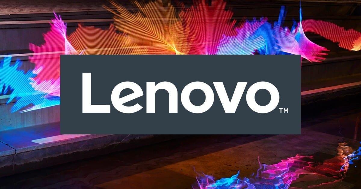Заглушка с логотипом Lenovo и цветными световыми эффектами