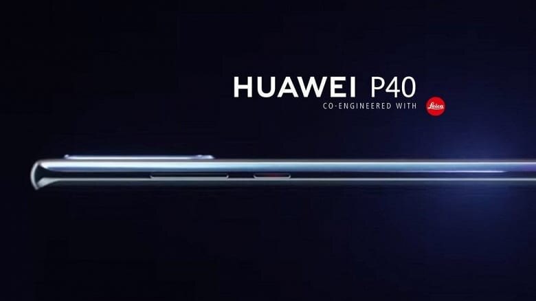 Боковой вид Huawei P40 с тонким профилем и кнопками