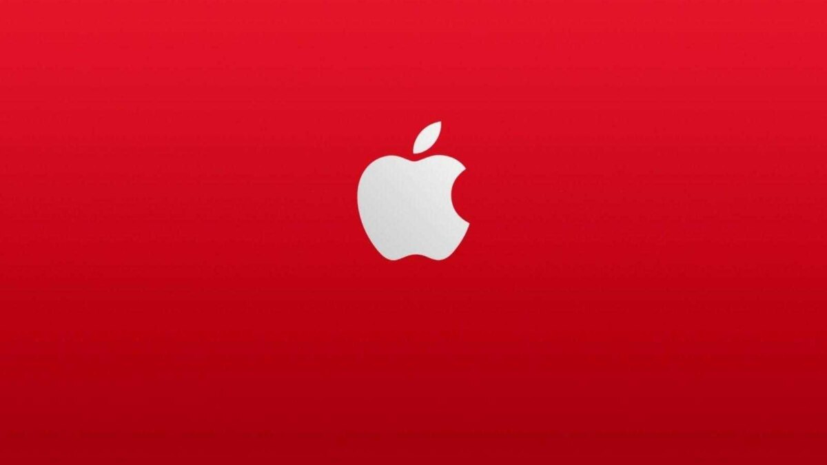 Белая яблоко логотип на красном фоне для iPhone или Mac