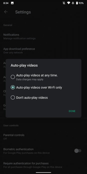 Google Play Store теперь позволяет отключать автозапуск видео (play store autoplay off)
