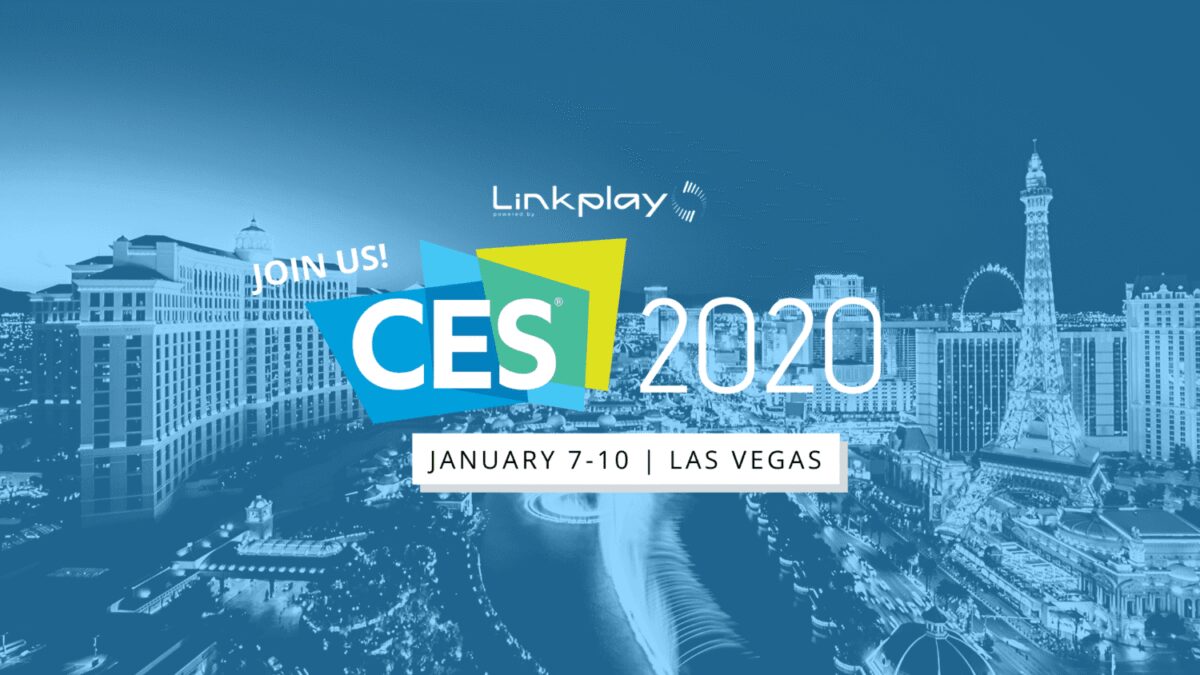 Логотип CES 2020 на фоне ночного города Лас-Вегаса