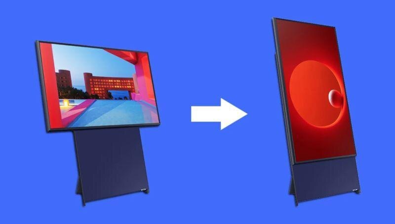 Телевизор Samsung с возможностью изменения ориентации в вертикальный и горизонтальный режимов