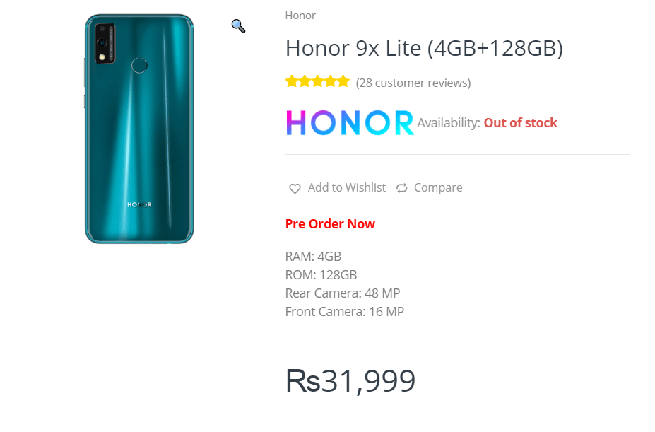 Предварительный заказ Honor 9X Lite b