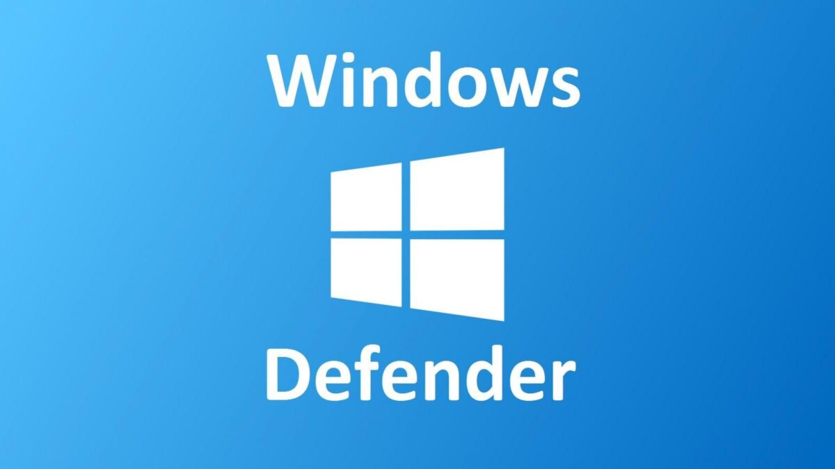 Экран с логотипом Windows Defender и надписью Windows