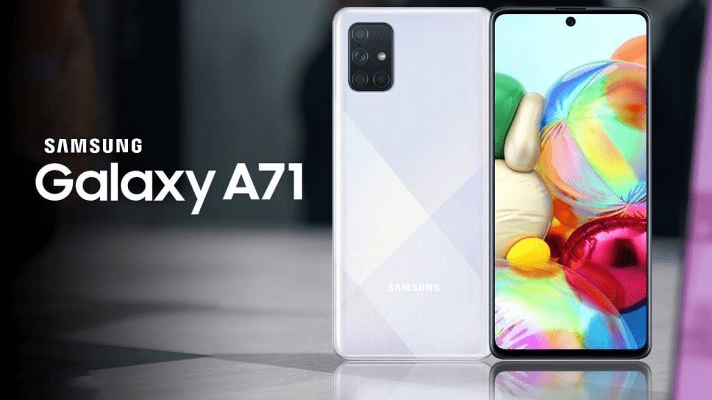 Смартфон Samsung Galaxy A71 сзади и спереди вид сбоку