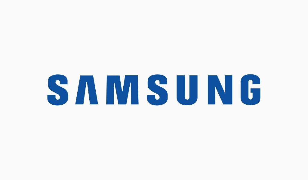 Samsung продвигает политику "Работай из дома" для своих сотрудников 3 Логотип Samsung на белом фоне крупный план