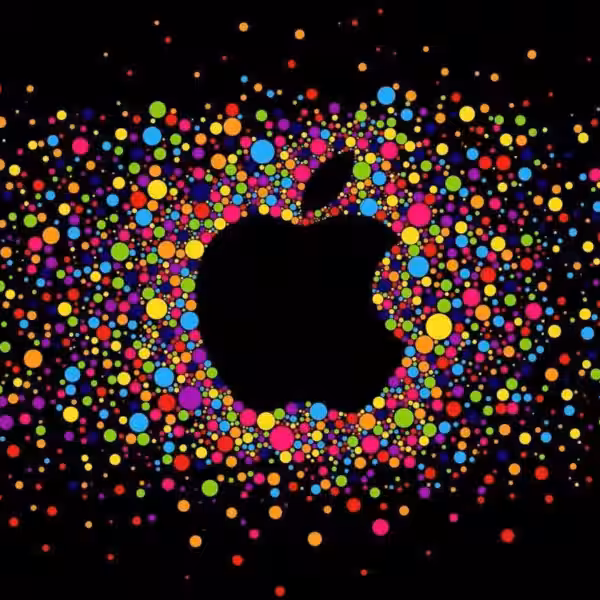 15 159256 colorful circles with black background and apple logo