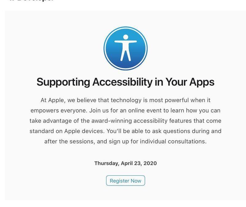 Приглашение Apple для разработчиков на онлайн-сессию по доступности