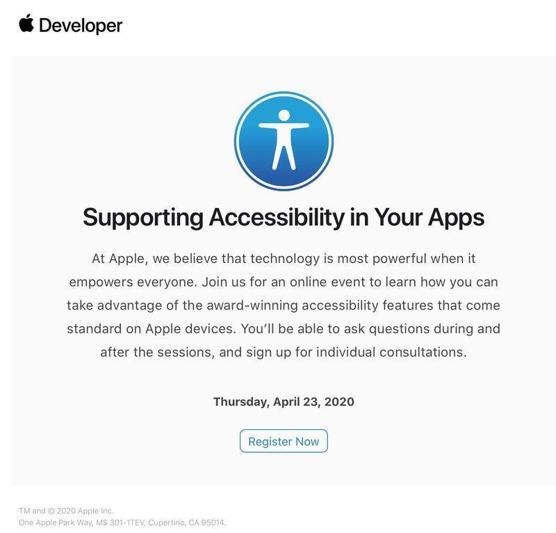 Apple пригласил некоторых разработчиков на онлайн-сессию перед WWDC (appleaccessibilitywebinar)