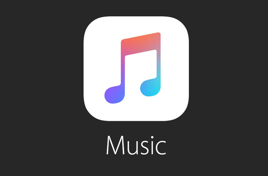 Иконка приложения Apple Music на черном фоне с названием