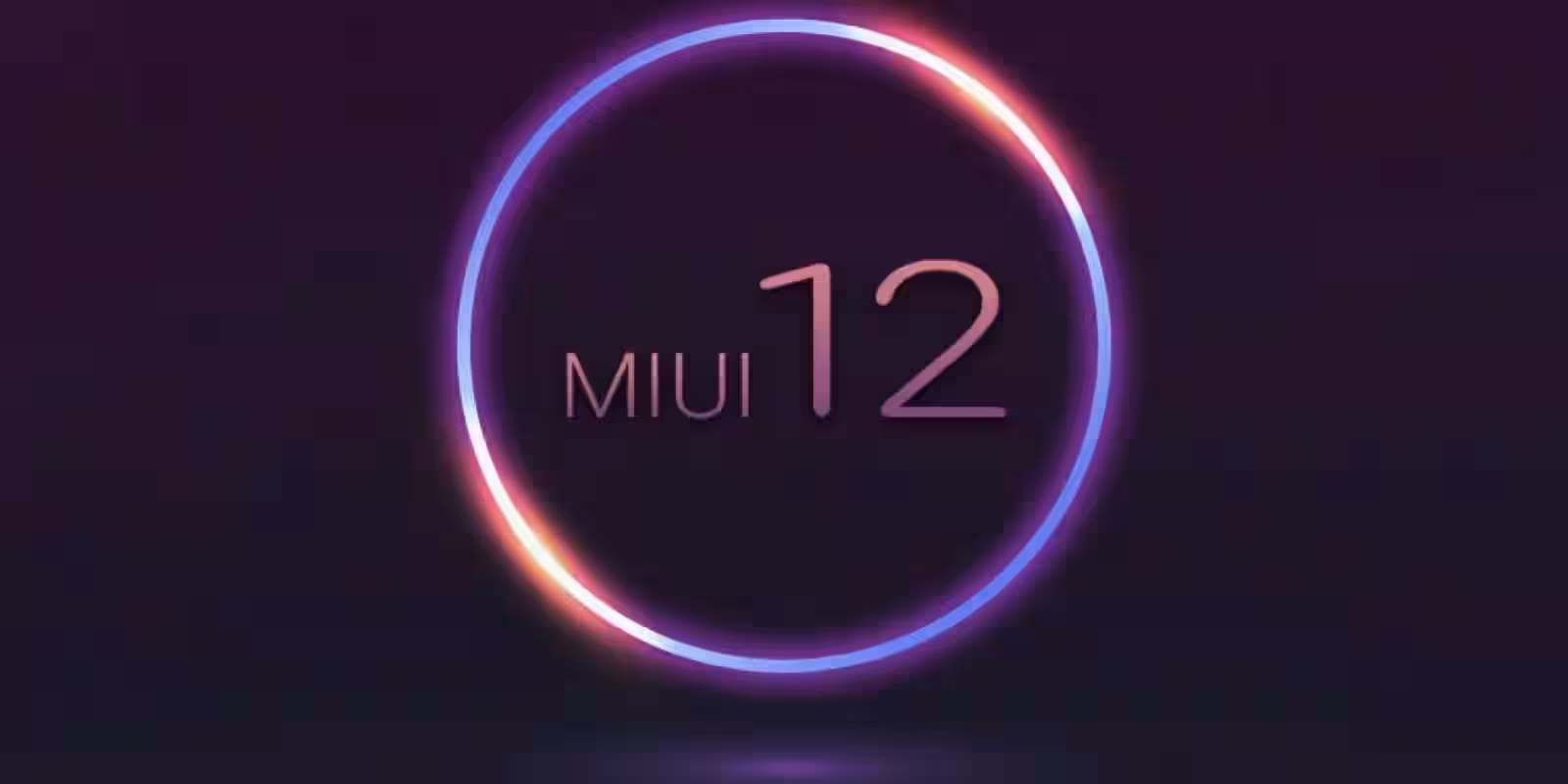 Круглая анимация с надписью MIUI 12 на тёмном фоне