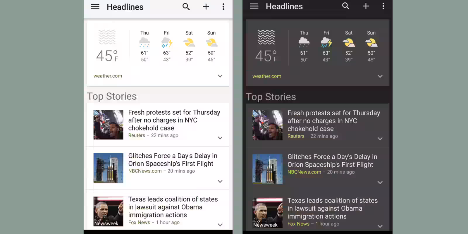google news and weather dark theme pic1