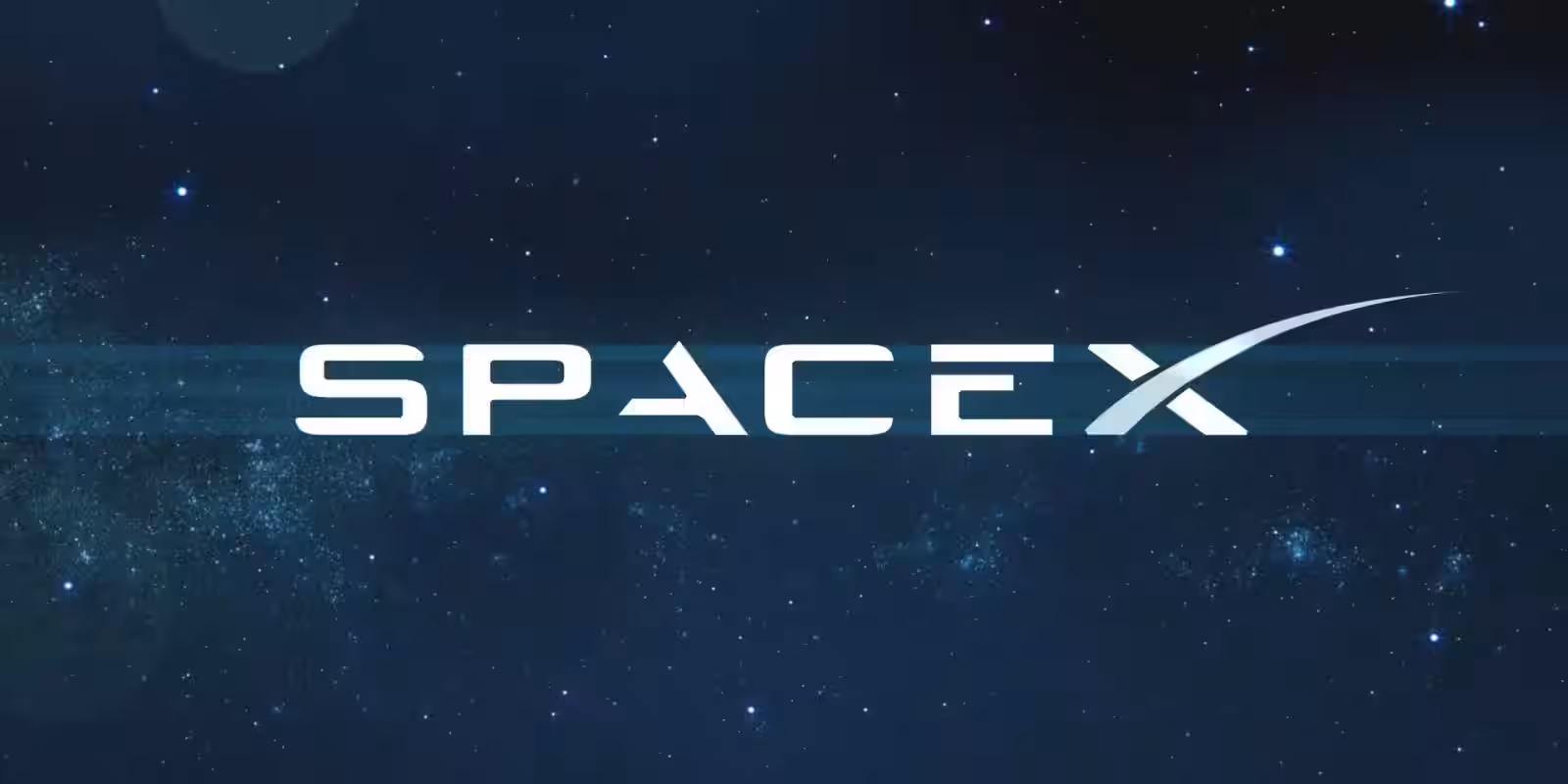 Фон звёздного неба с логотипом SpaceX в центре