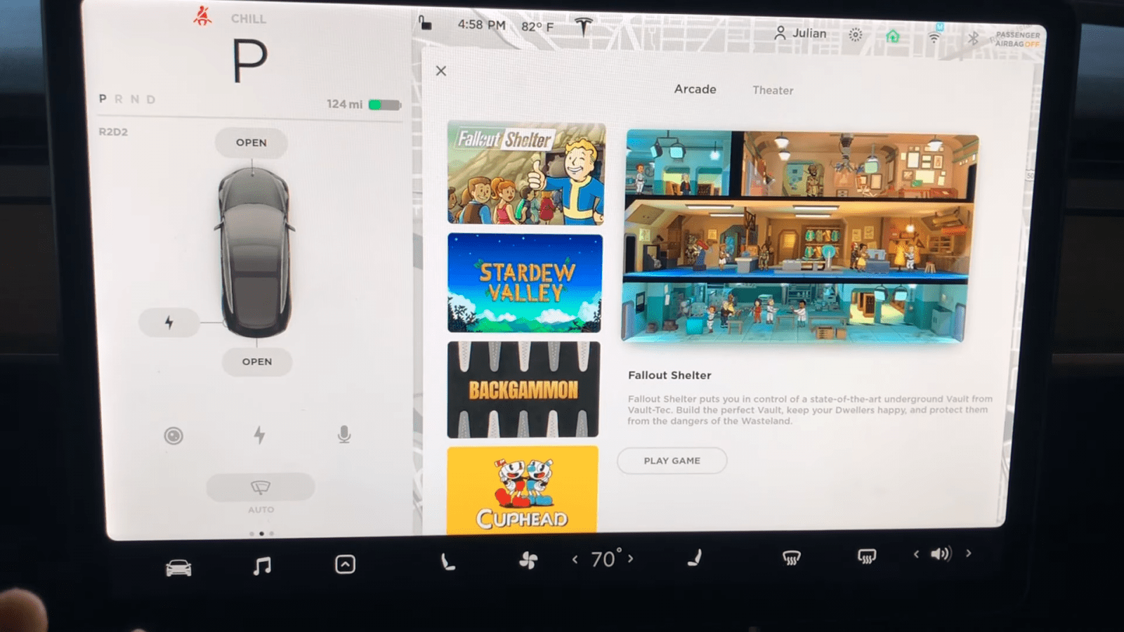 Игра Fallout Shelter появилась в автомобилях Tesla (screenshot from 2020 05 23 13 19 01)