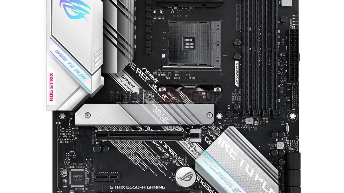 Материнская плата ASUS ROG Strix B550-A Gaming вид сверху