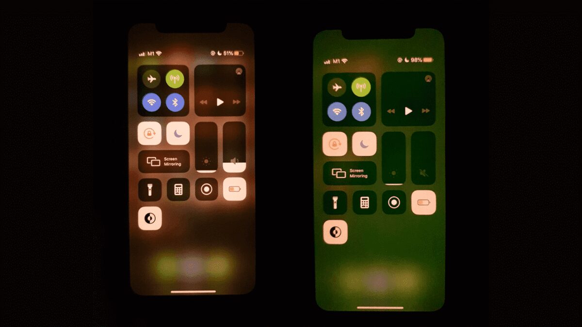 Экран iPhone с выключенными функциями блока управления