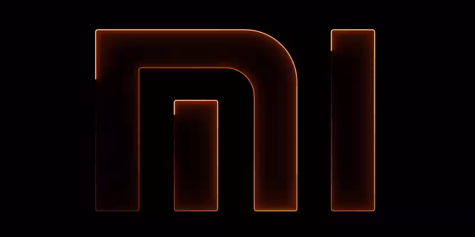 Логотип Xiaomi с эффектом подсветки на черном фоне