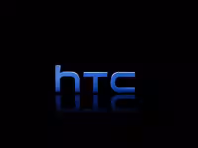 Логотип HTC с синим цветом на черном фоне