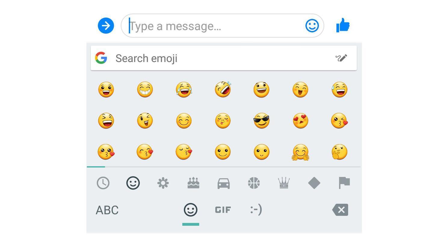 В клавиатуру GBoard добавили строку быстрого доступа к emoji (01 type a message)