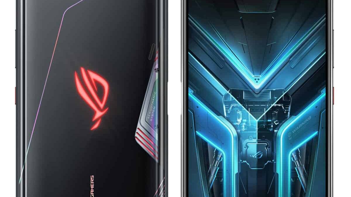 Параллельные изображения смартфонов ASUS ROG Phone 6 сзади и спереди