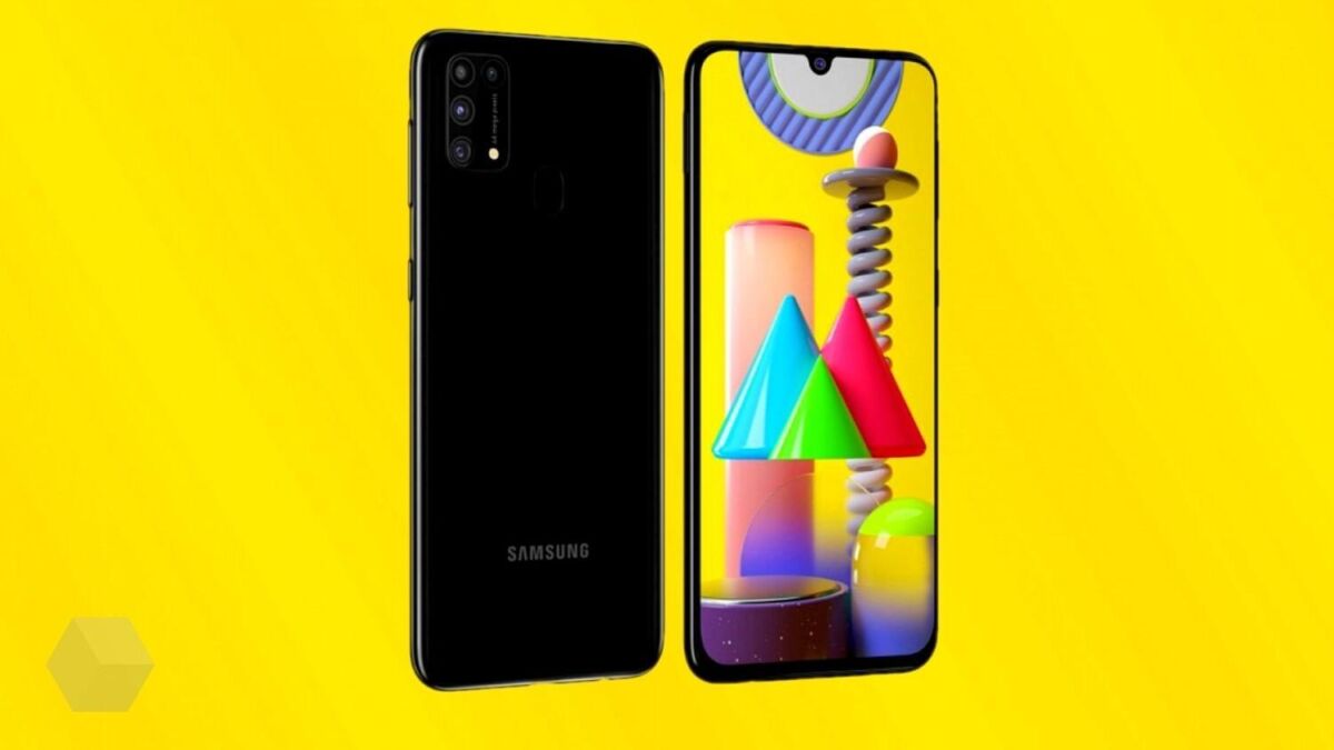 Черный смартфон Samsung Galaxy M31s с задней панелью и камерой