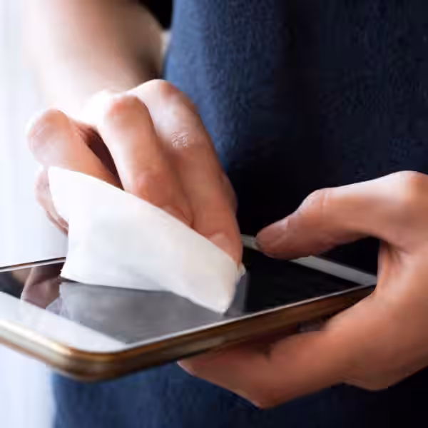 cleaning smartphone screen
