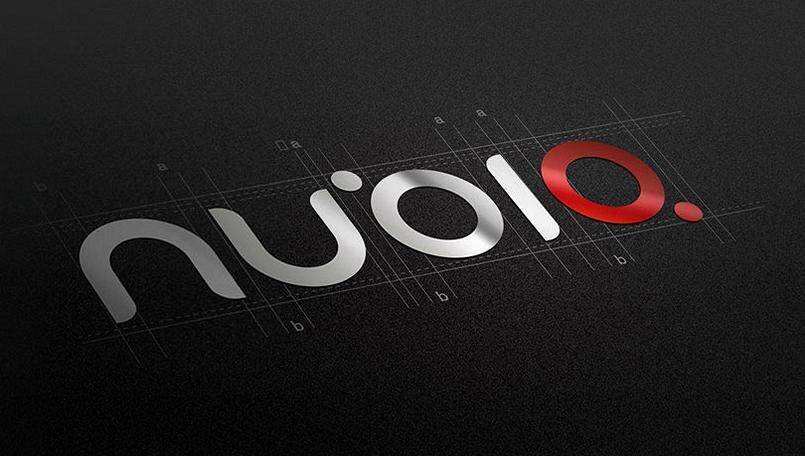 Логотип Nubia на черном фоне с сеткой разметки
