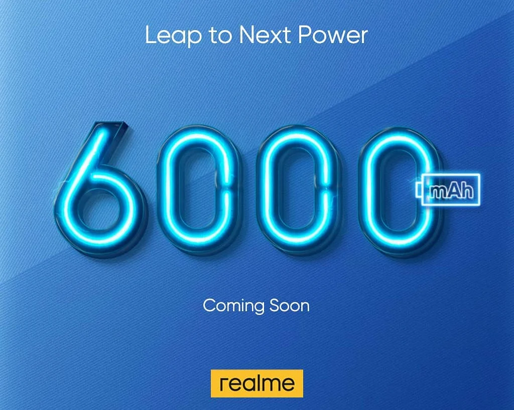 Realme тизерит новый смартфон с огромной батареей на 6000 мАч (realme 6000mah phone teaser)