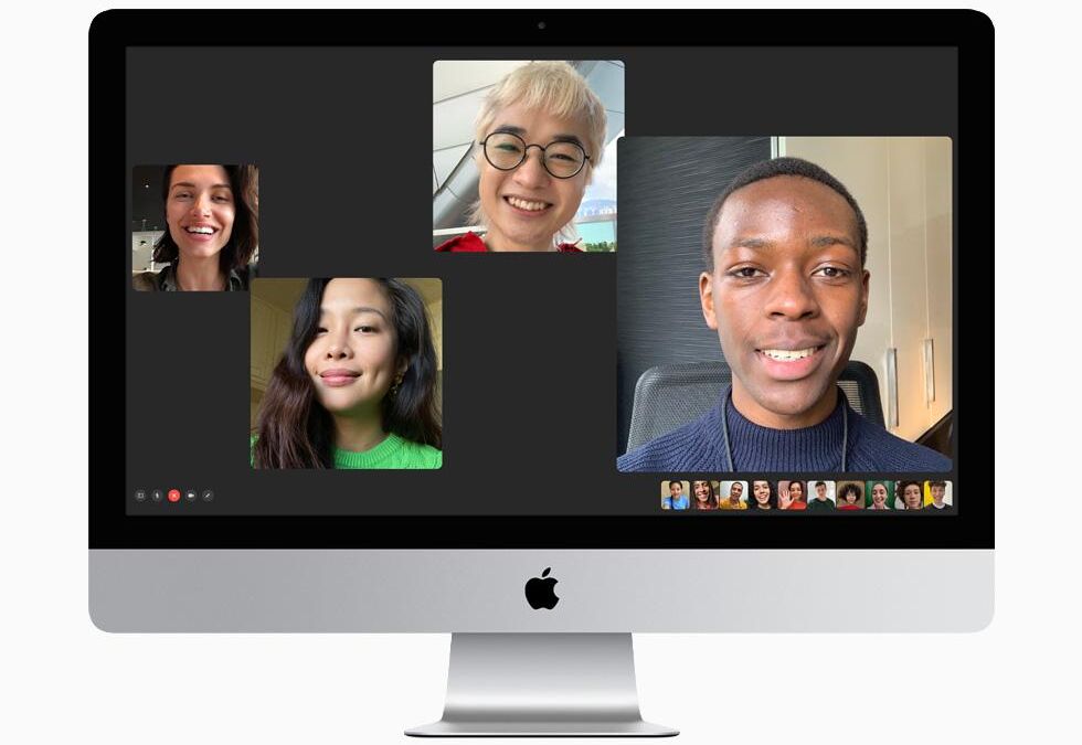 Экран iMac 27 дюймов с видеоконференцией и участниками