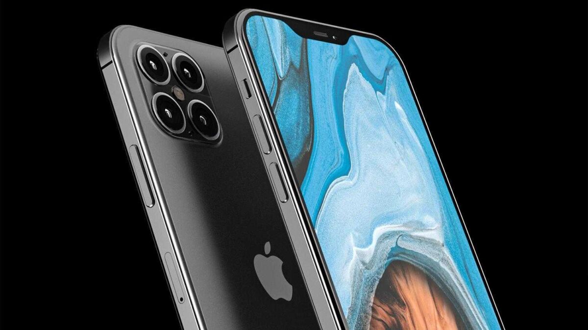 Черная задняя сторона iPhone 12 с четырьмя камерами