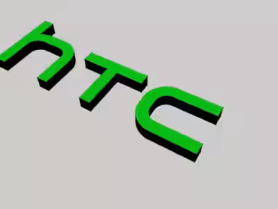 Трехмерный логотип HTC в зеленом цвете с тенью
