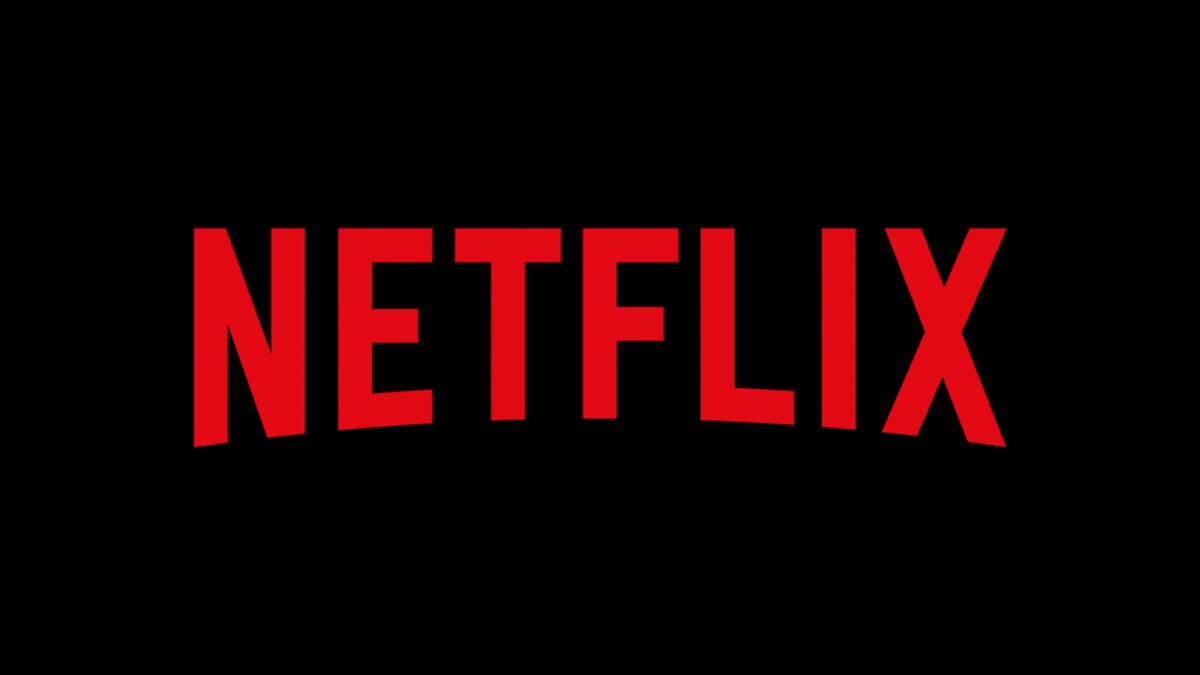 Черный фон с красным логотипом Netflix крупным планом