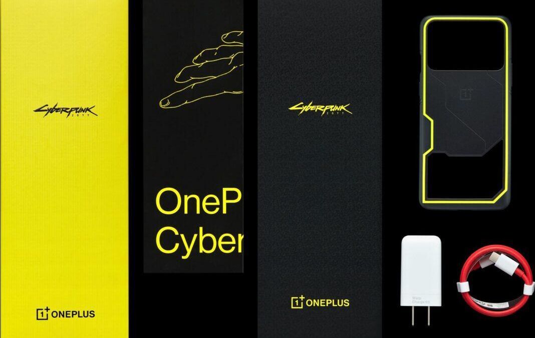 Коробка OnePlus 8T Cyberpunk 2077 Edition и аксессуары