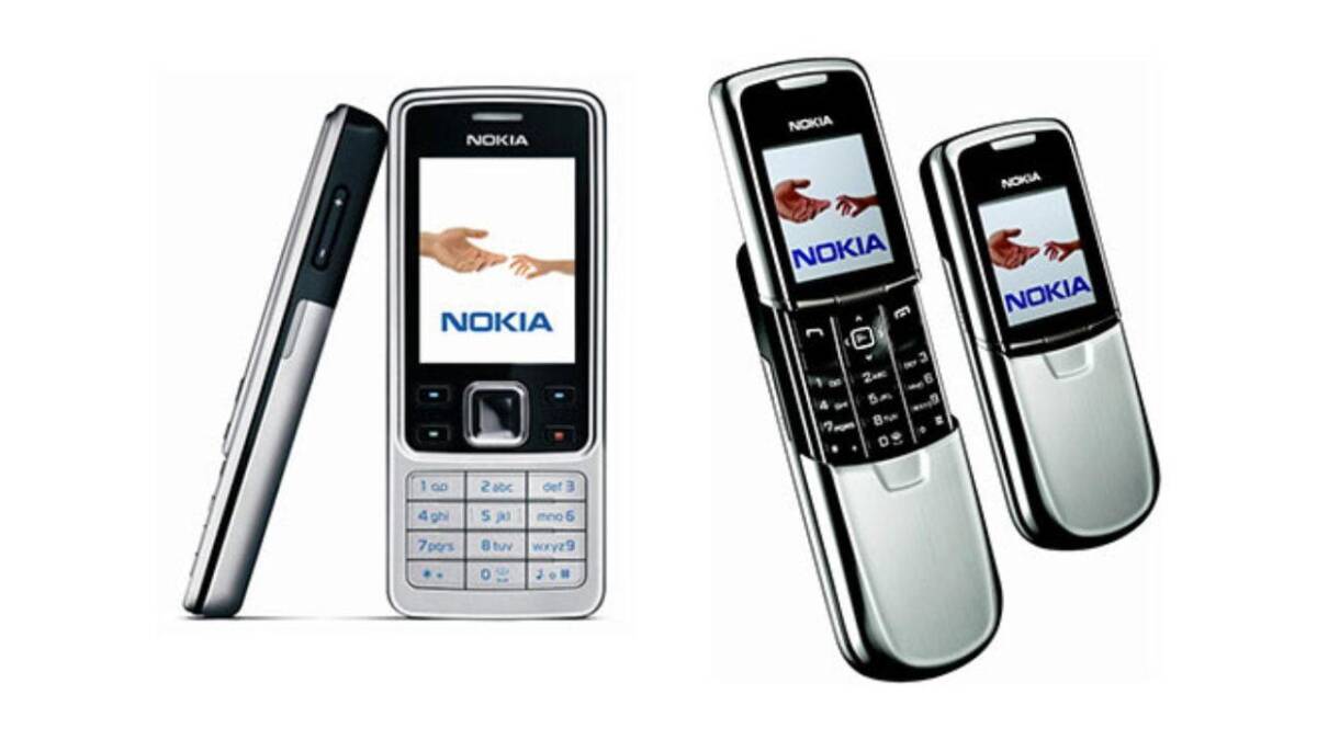 Телефоны Nokia 6300 и Nokia 8000 с кнопочной клавиатурой и экраном