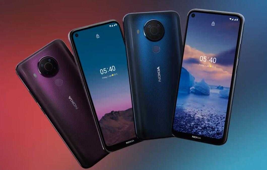 Дизайн смартфона Nokia 5.4 с задней панелью и экраном