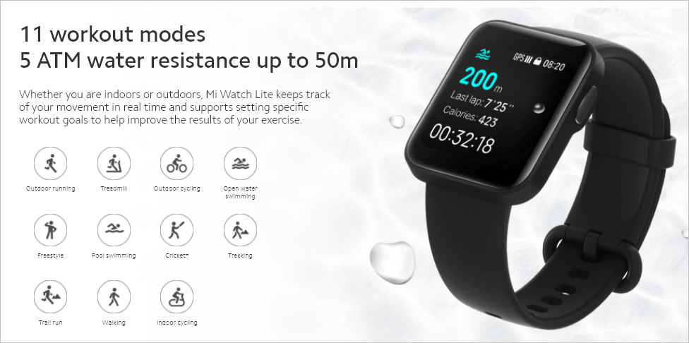 Xiaomi представила умные часы Mi Watch Lite (mi watch lite4)