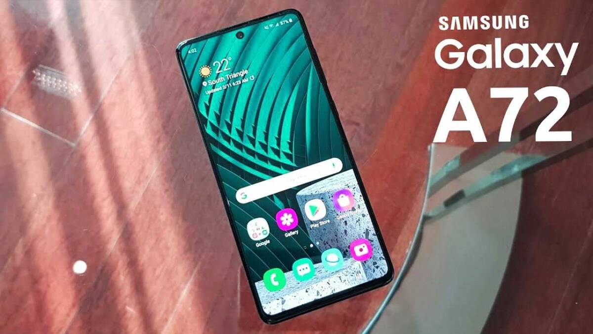 Экран Samsung Galaxy A72 с интерфейсом и иконками