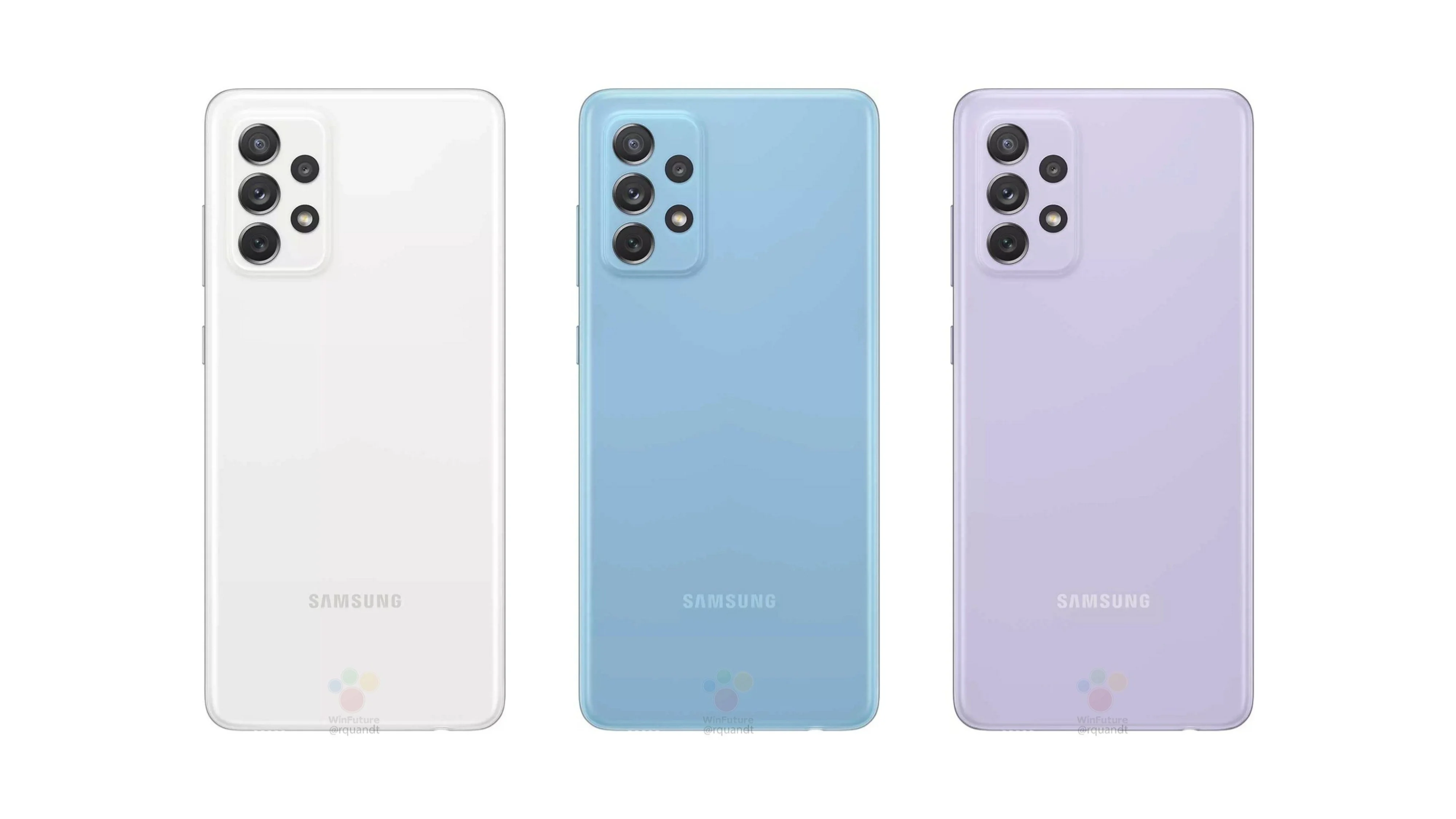 Фото и характеристики смартфона Samsung Galaxy A72 (samsung galaxy a72 4g white blue violet renders leak featured)