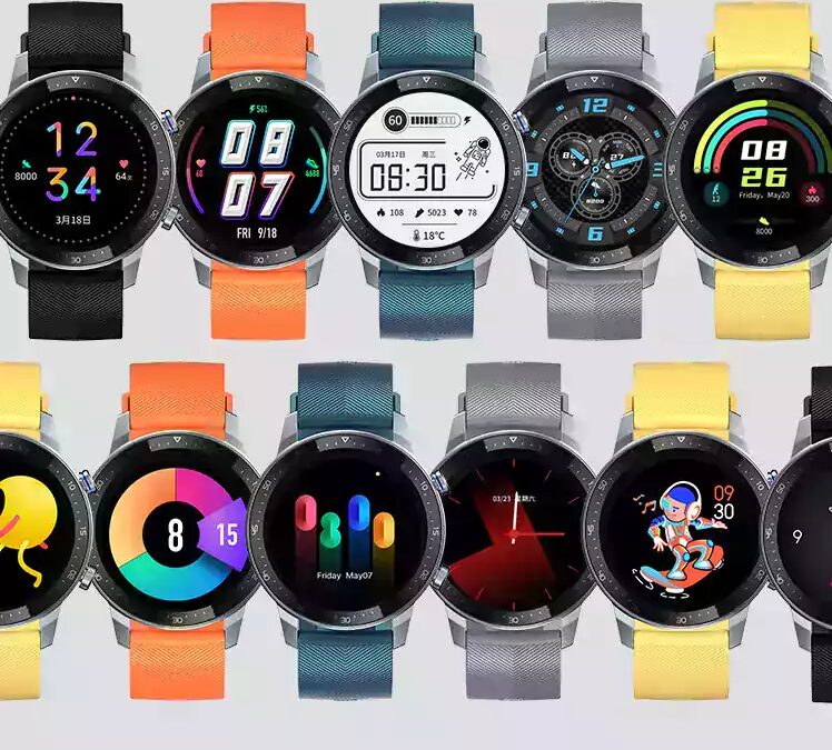 Коллекция умных часов ZTE Watch GT с различными циферблатами и ремешками показана в изображении