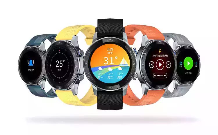 Часы ZTE Watch GT с разноцветными ремешками и дисплеем интерфейса