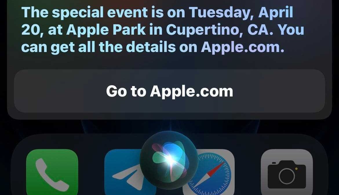 Уведомление Siri о событиях в Apple Park на iPhone