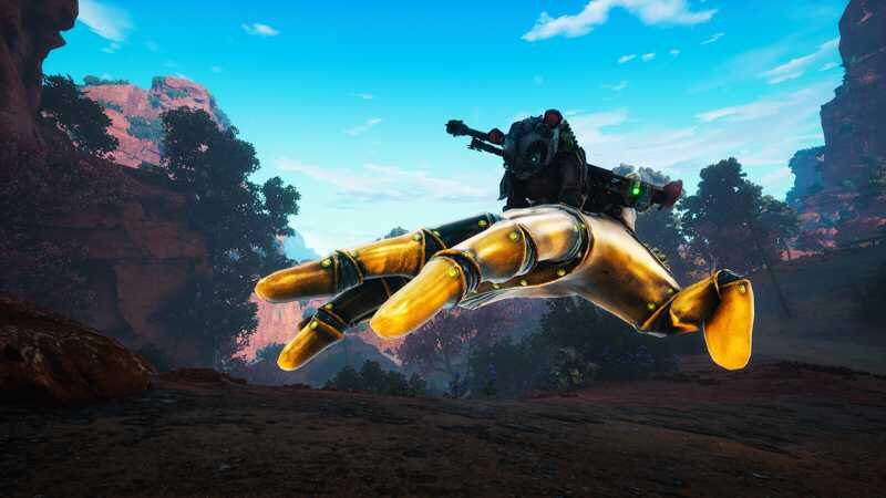 Игрок управляет роботом-кинджалом в природном ландшафте