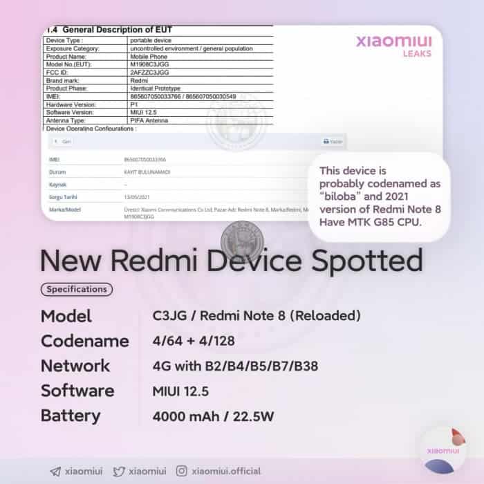 Xiaomi готовит обновлённую версию Redmi Note 8 (redmi note 8 2021 3)