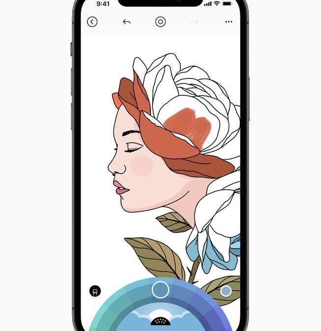 Экран iPhone с интерфейсом редактирования иллюстрации