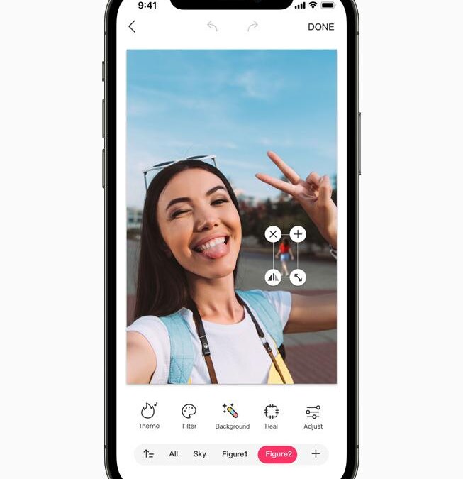 Экран смартфона iPhone с интерфейсом редактирования фотографии