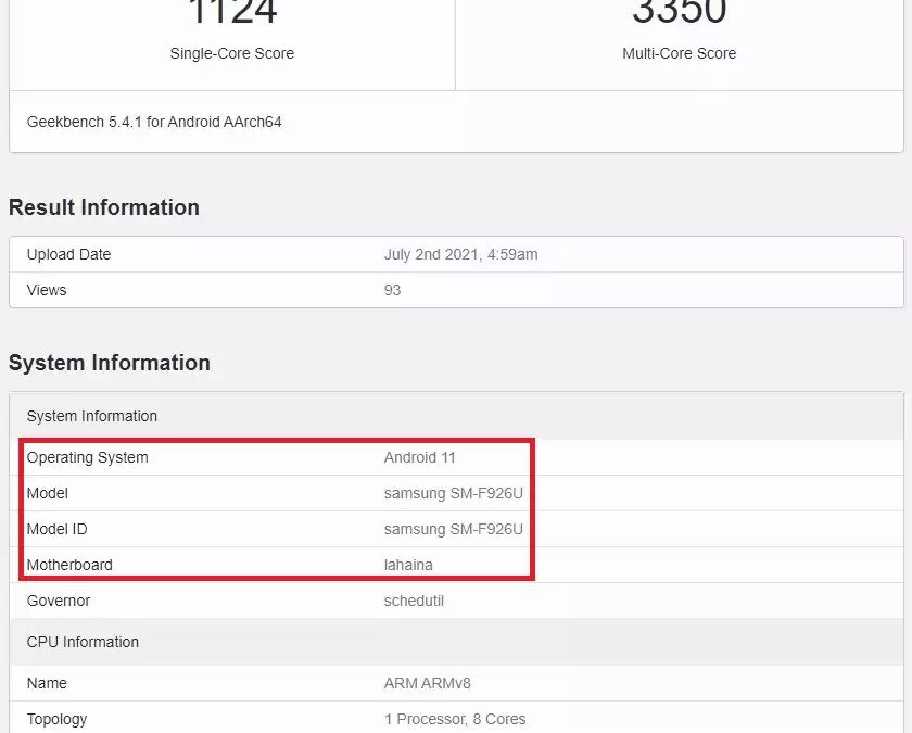 Galaxy Z Fold 3 получит процессор Snapdragon 888 и 12 ГБ оперативной памяти 3 samsung galaxy z fold 3 snapdragon 888 geekbench