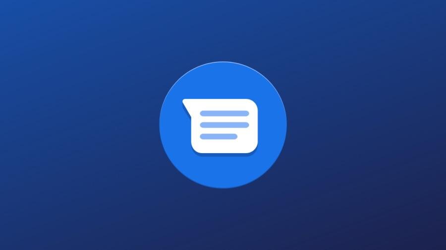 Иконка Google Messages с синей окружностью и белым пузырем на фоне