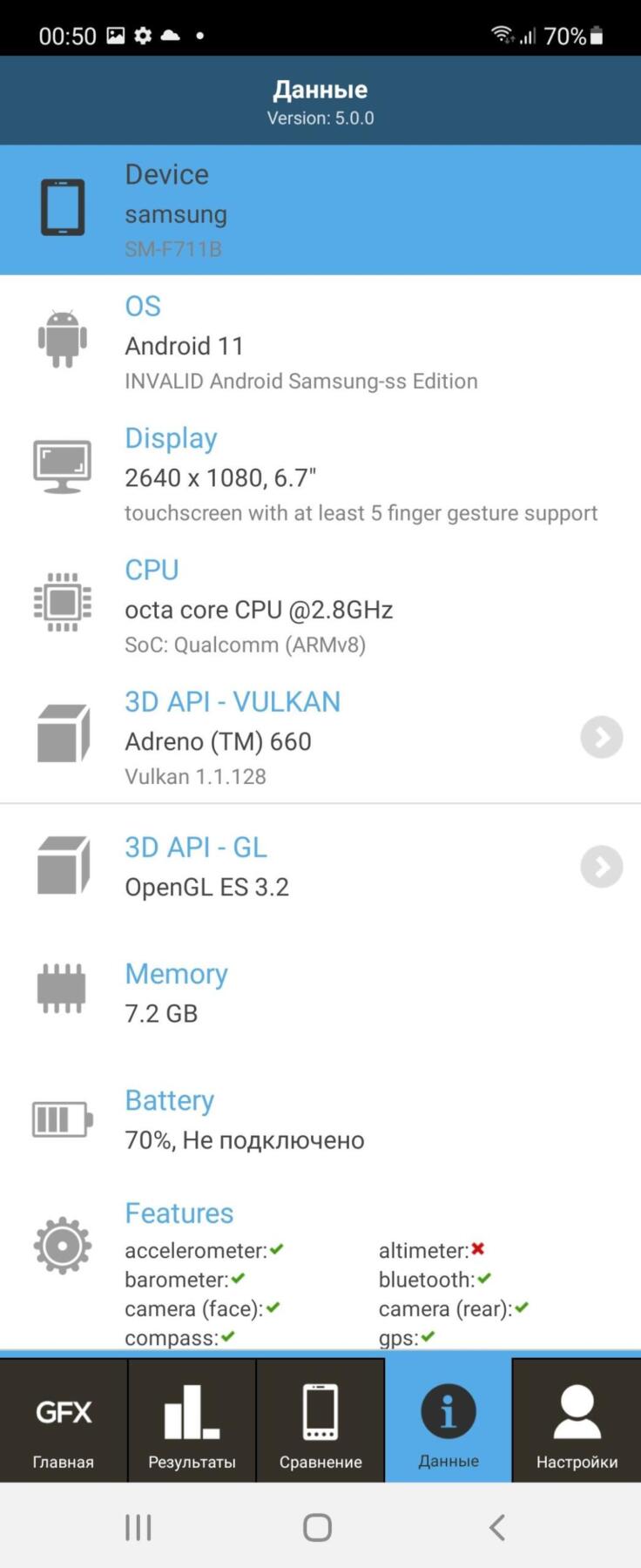 Обзор Samsung Galaxy Z Flip 3: складной смартфон для стильных (Screenshot 20210915 005041 GFXBench1 scaled)