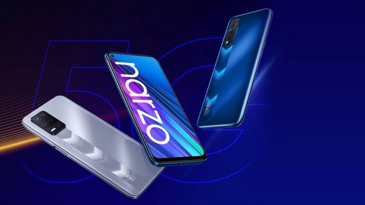 Смартфон Realme Narzo 50i с синим корпусом и задней камерой