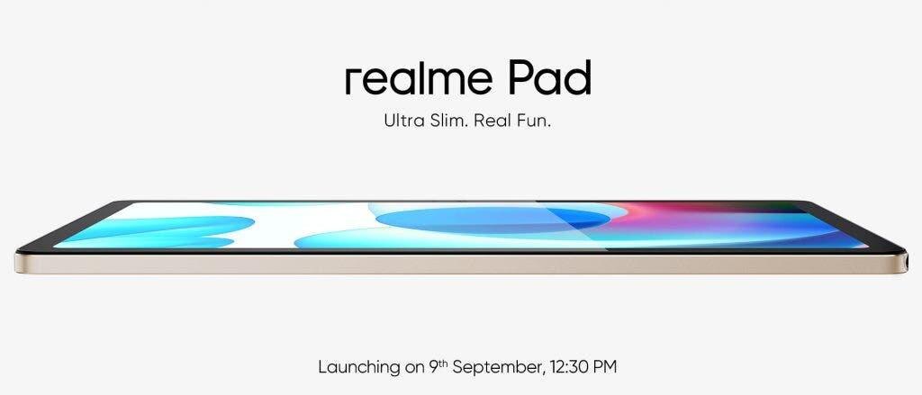 Планшет Realme Pad вид спереди и сбоку